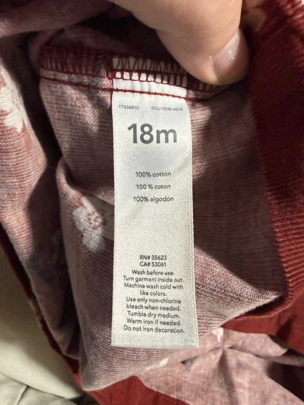 Burgundy 100% Cotton Thick Flower Dress with Ruffles 18 Month Carters Girls